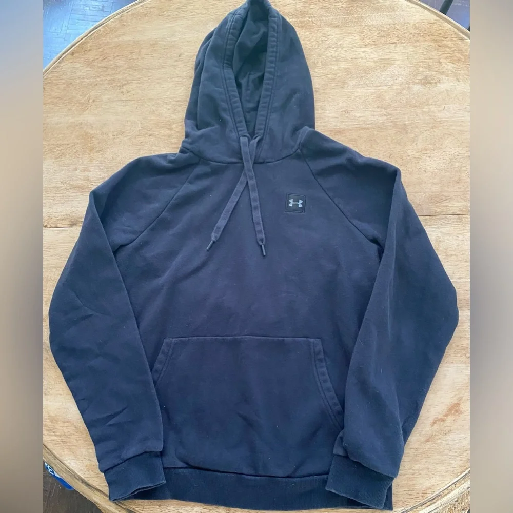 Under Armour Big Boy Youth Large‎ Black Rival Fleece Hoodie W/Patch Logo